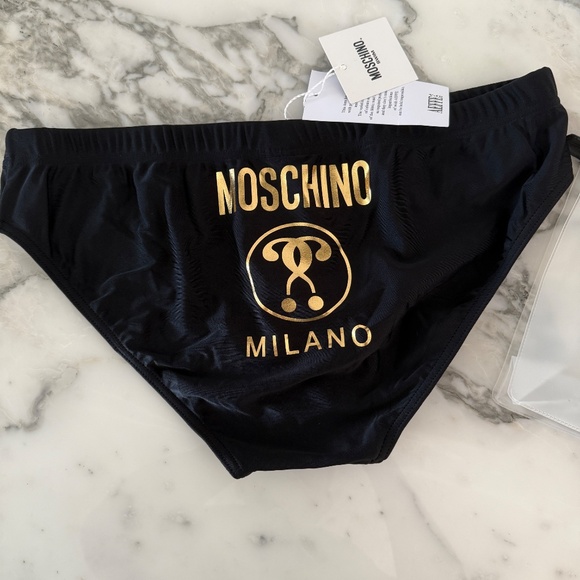 MOSCHINO Milano Black & Gold Swim Briefs Size: L - NWT - Picture 2 of 5